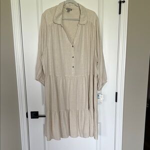 Falls Creek Beige Button-Up Dress